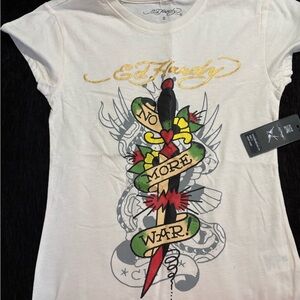 Ed Hardy Girls' White 'No More War' Graphic Tee